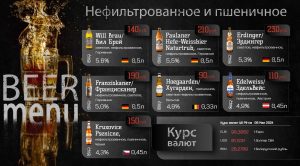 Ассортимент пшеничного пива на экране телевизора