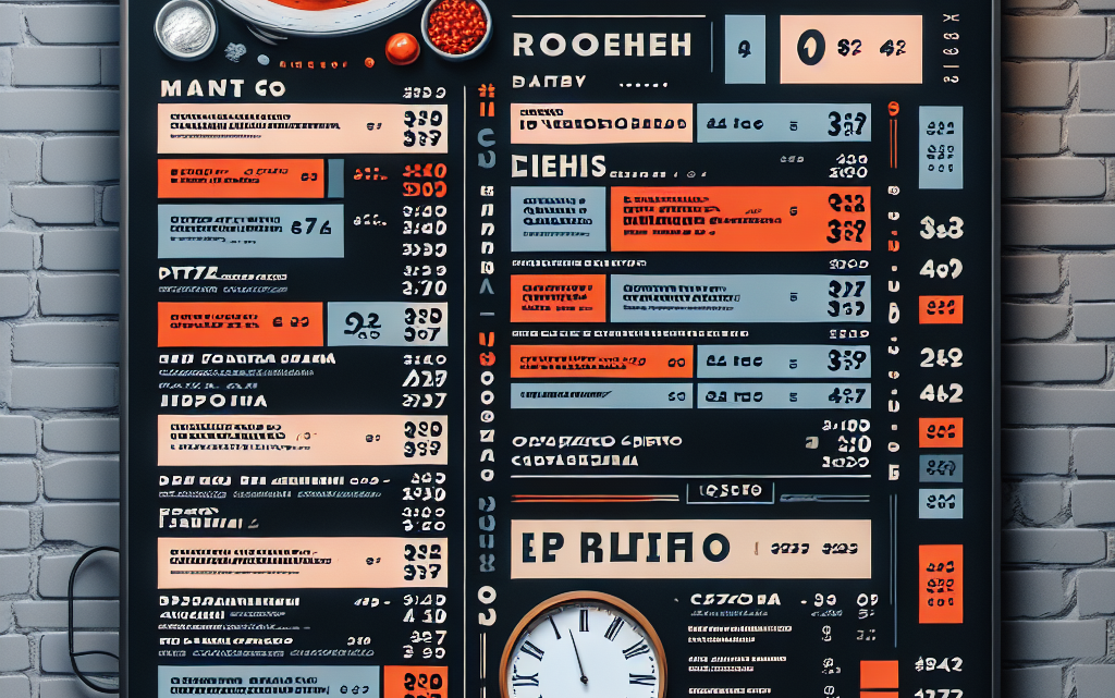 Меню борд. гастро-бар. европейский стиль.
