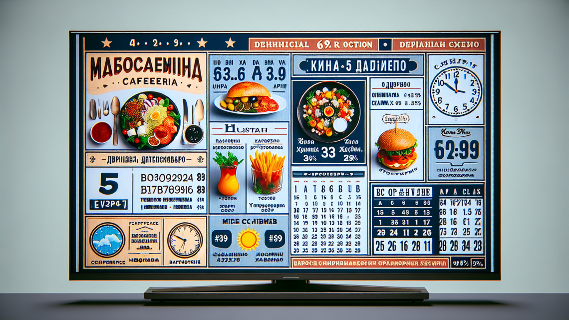 Меню борд. столовая. европейский стиль.