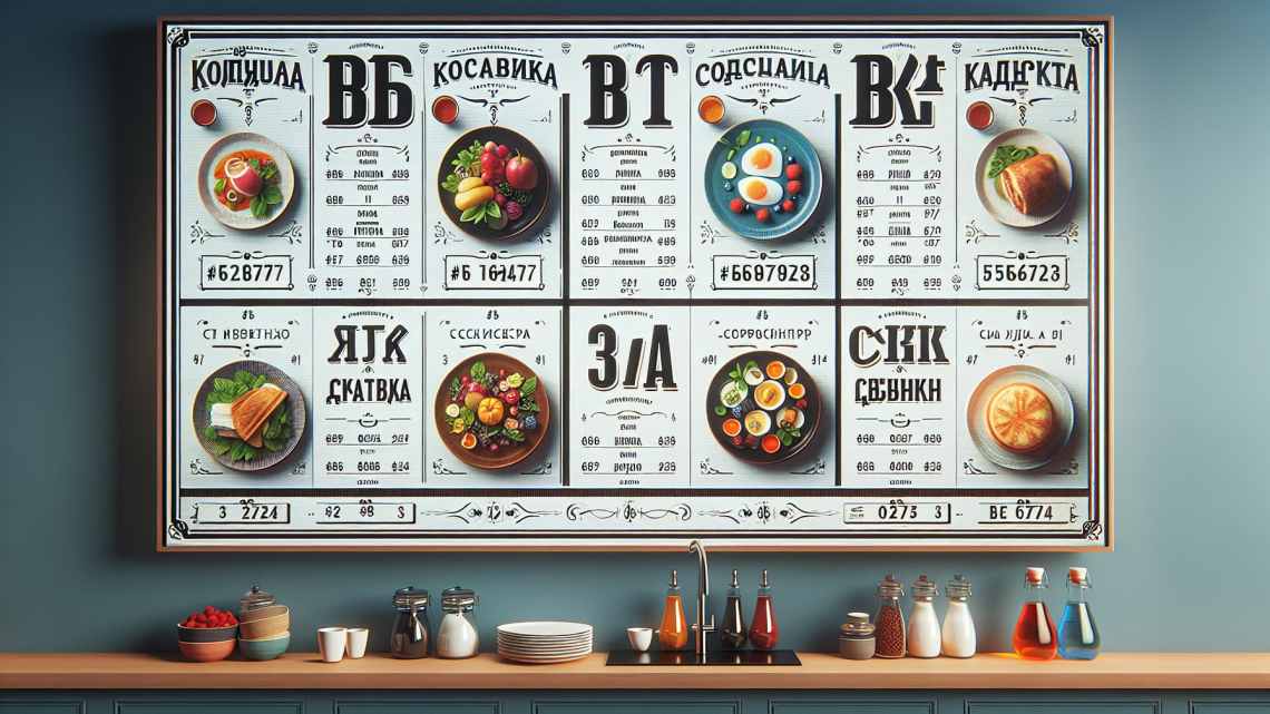 Меню борд. столовая. европейский стиль.