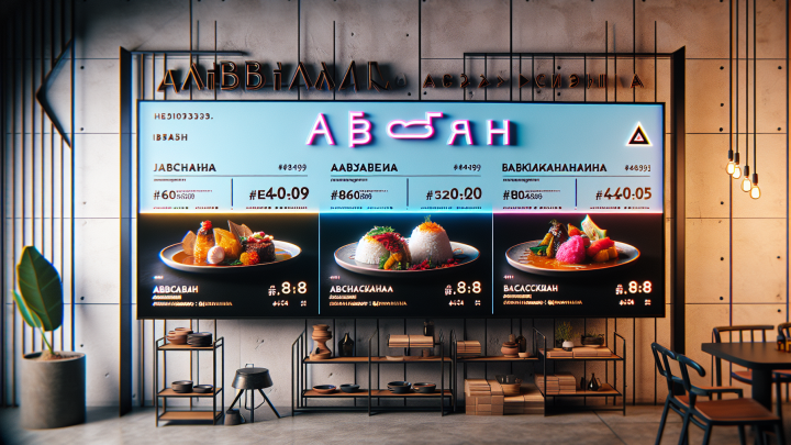 Меню борд. автомат-кафе. авангард стиль.
