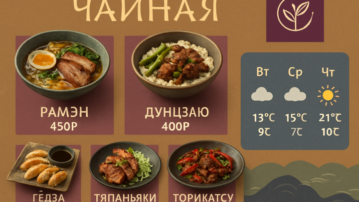 Меню борд. чайная. японский стиль.