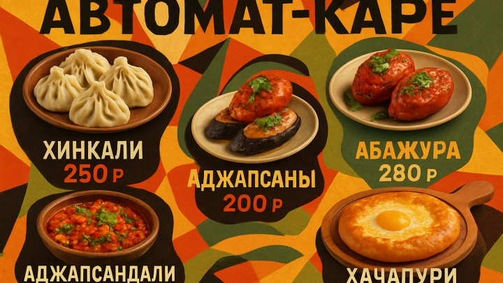 Меню борд. автомат-кафе. авангард стиль.