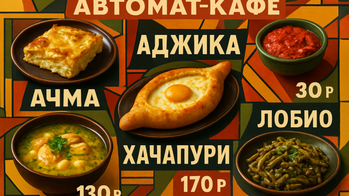 Меню борд. автомат-кафе. авангард стиль.