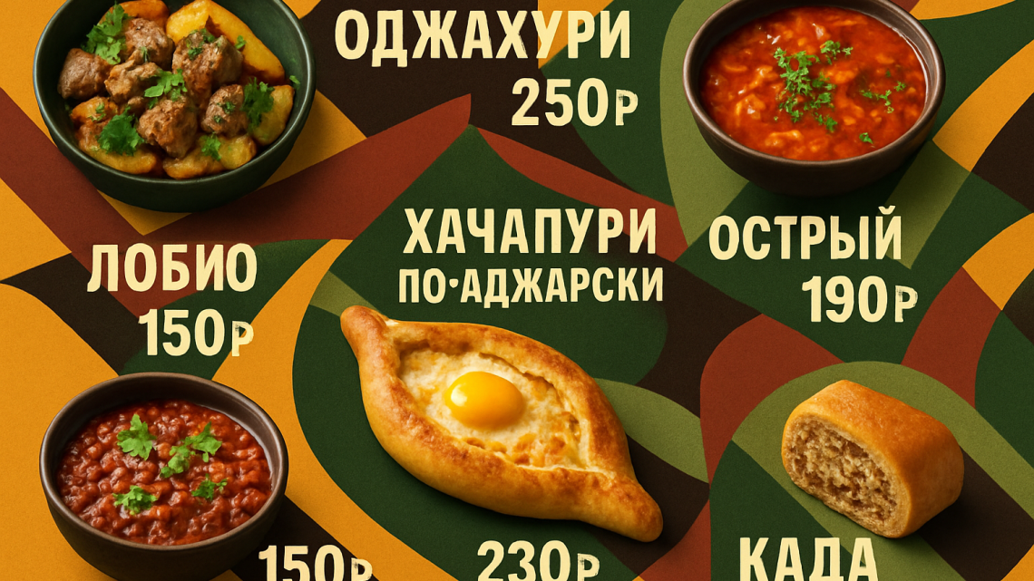 Меню борд. автомат-кафе. авангард стиль.