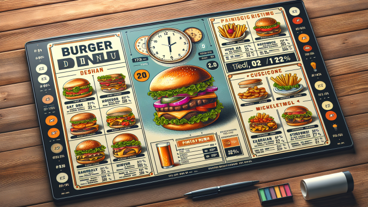 Меню борд. бургерная. бизнес, деловой стиль.