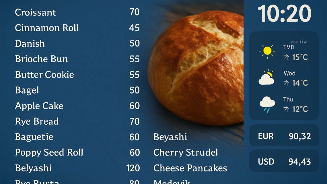 Меню борд. пекарня. скандинавский стиль.