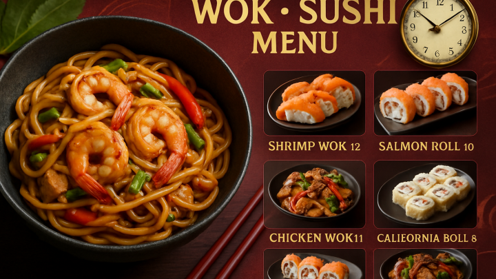 Меню борд. вок-суши. азиатский стиль.
