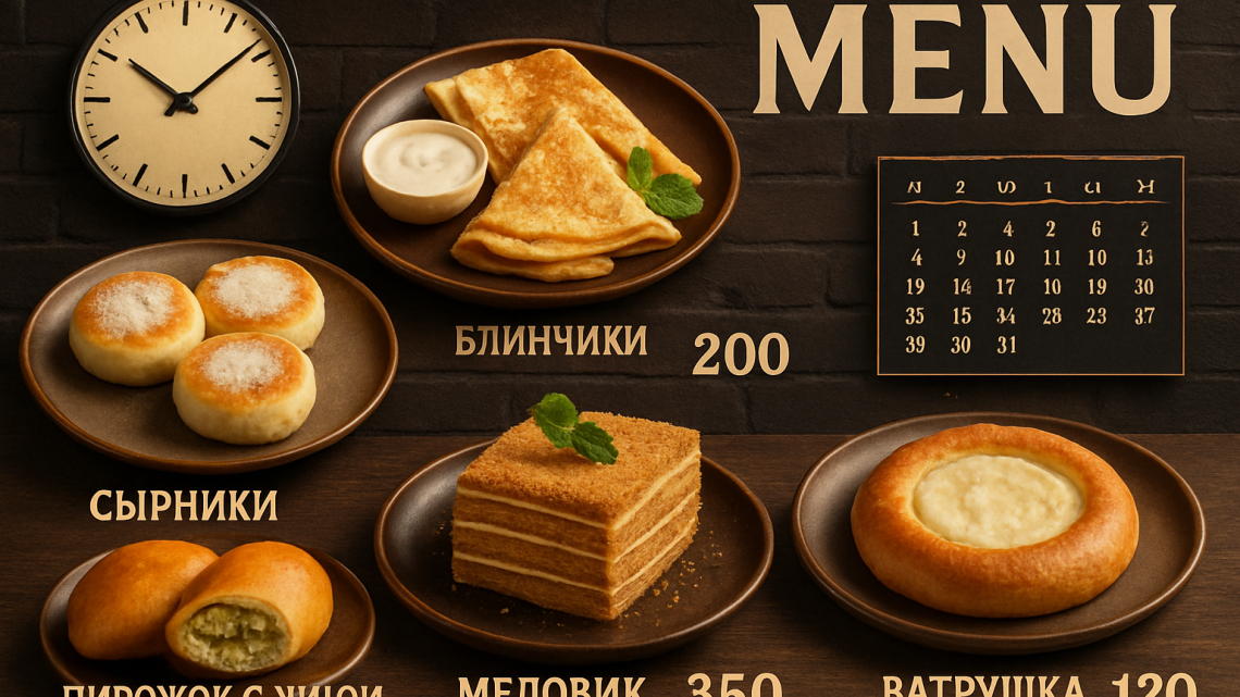 Меню борд. кафе-кондитерская. лофт стиль.