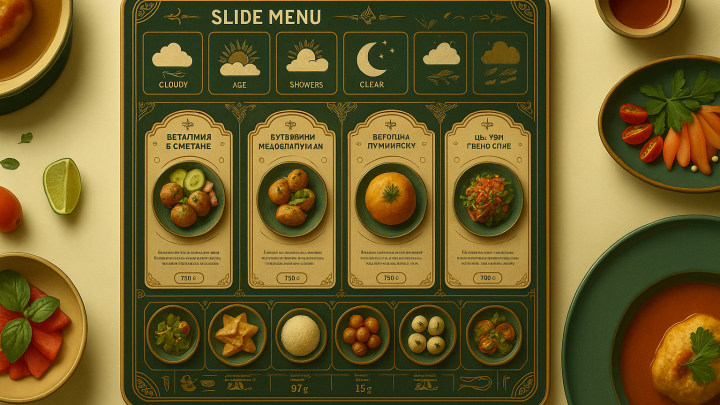 Меню борд. шаурмичная. восточный стиль.