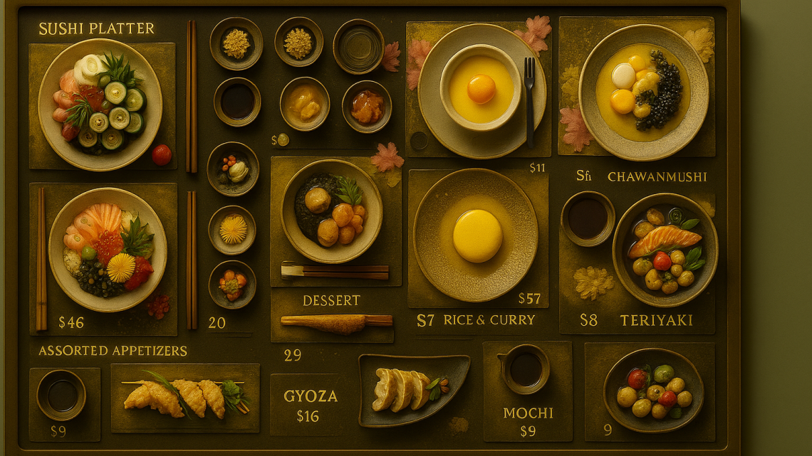 Меню борд. бар. японский стиль.