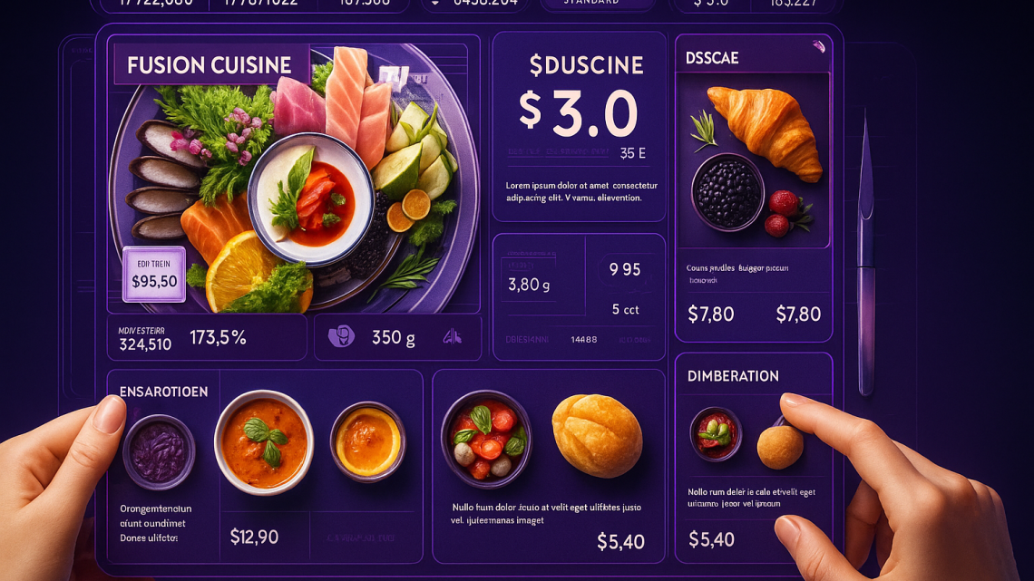 Меню борд. киберкафе. хай-тек стиль.