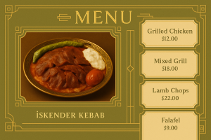 Меню борд. шаурмичная. ар-деко стиль.