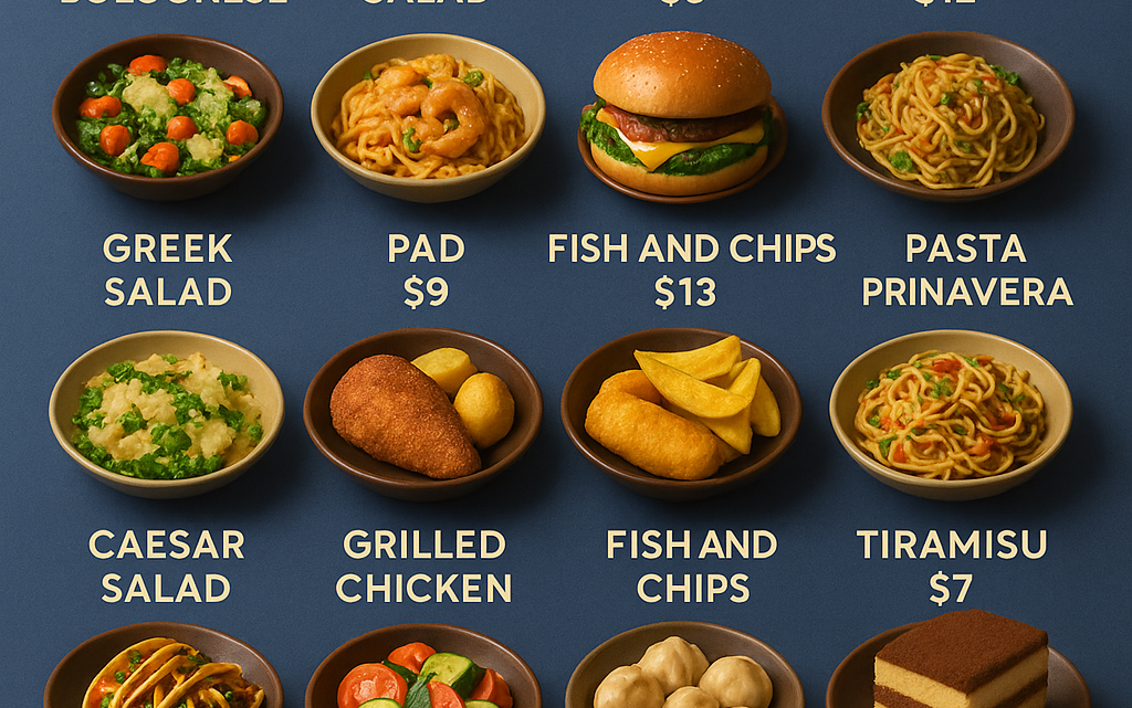 Меню борд. рыбный-ресторан. минимализм стиль.