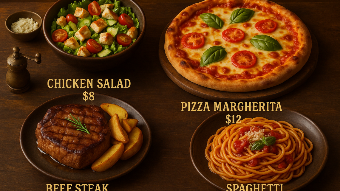 Меню борд. автомат-кафе. авангард стиль.