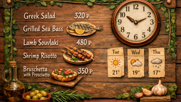 Меню борд. кафе. экостиль стиль.