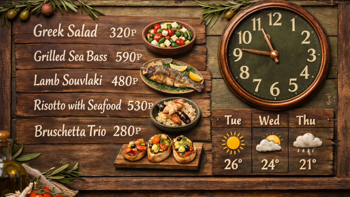 Меню борд. кафе. экостиль стиль.