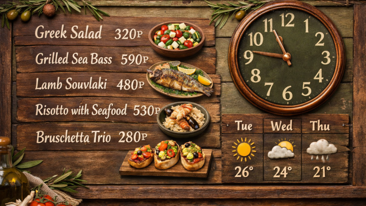 Меню борд. кафе. экостиль стиль.