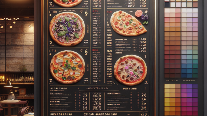 Меню борд. пиццерия. европейский стиль.