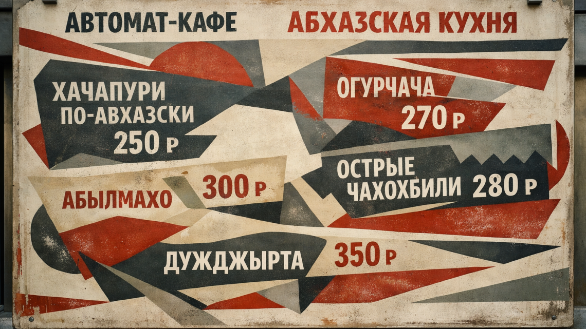 Меню борд. автомат-кафе. авангард стиль.