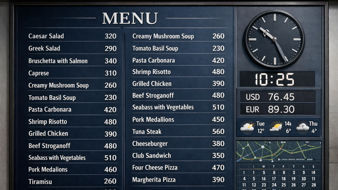 Меню борд. кофейня. бизнес, деловой стиль.