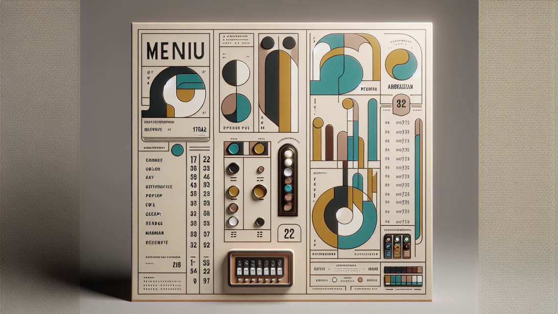 Меню борд. автомат-кафе. авангард стиль.