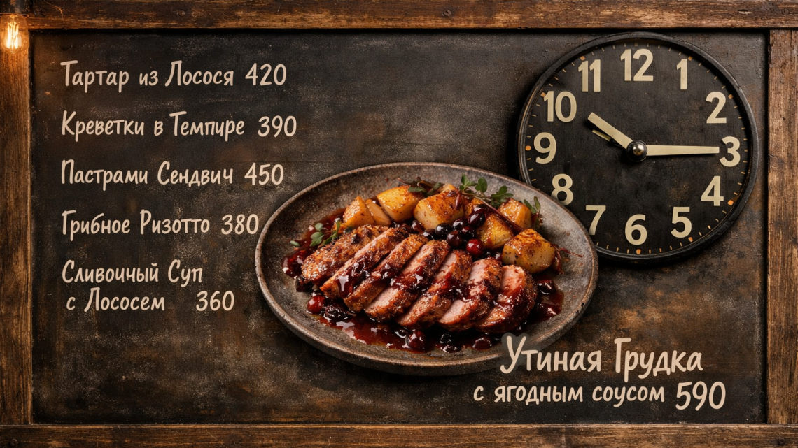 Меню борд. кафе. лофт стиль.