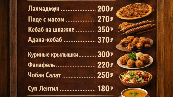 Меню борд. шаурмичная. минимализм стиль.