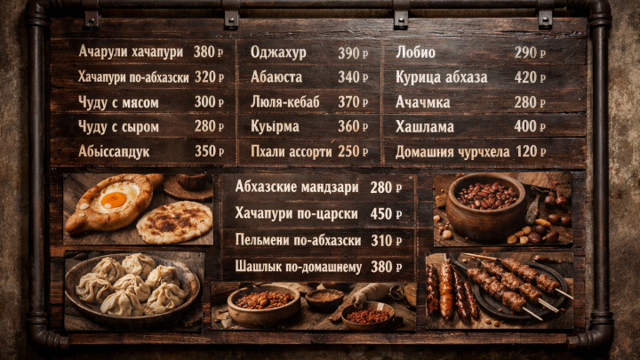 Меню борд. пекарня. индустриальный стиль.