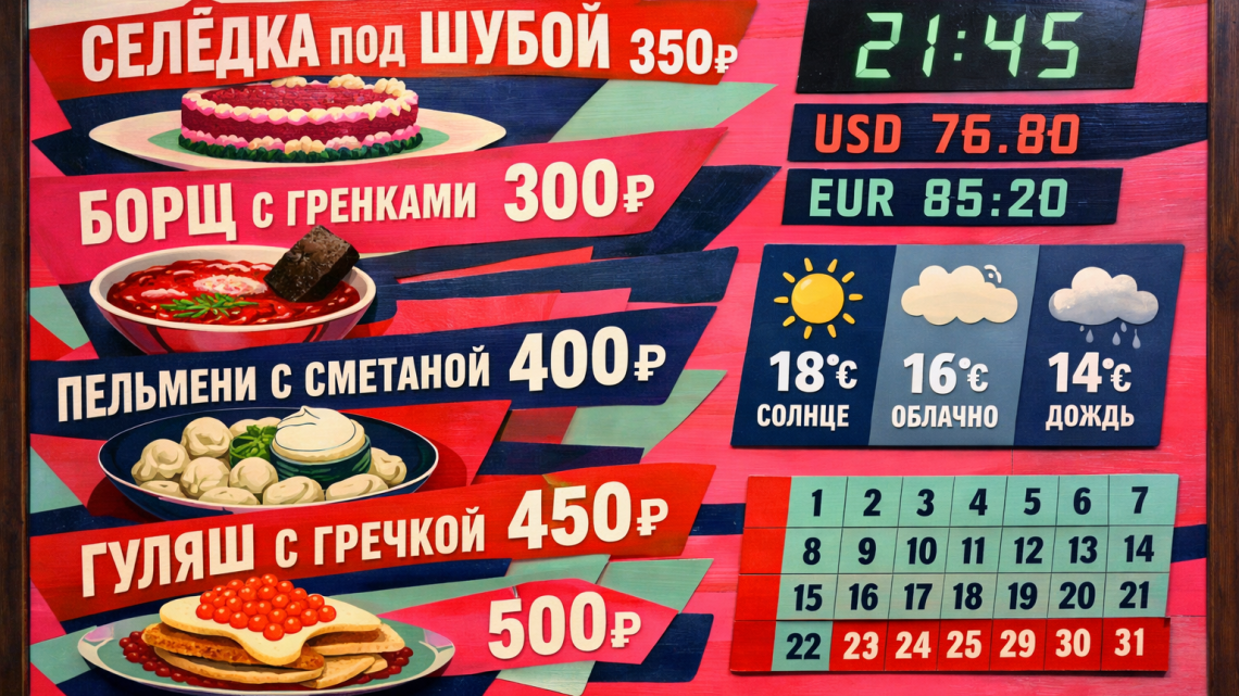 Меню борд. бар. авангард стиль.