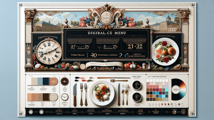 Меню борд. фьюжн-ресторан. барокко стиль.