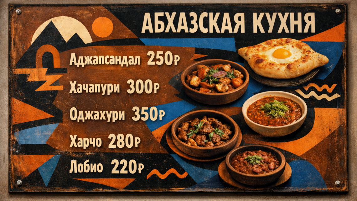 Меню борд. автомат-кафе. авангард стиль.