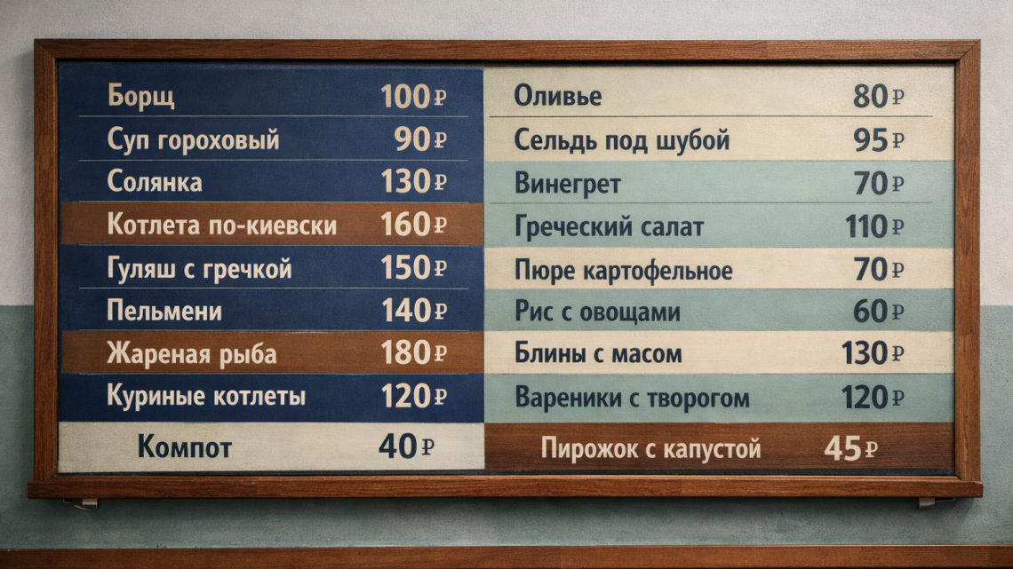 Меню борд. столовая. минимализм стиль.