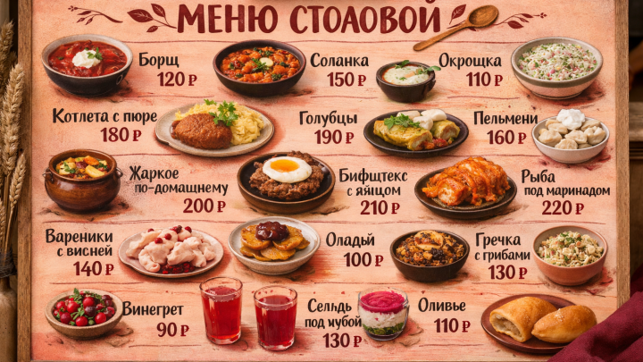 Меню борд. столовая. экостиль стиль.