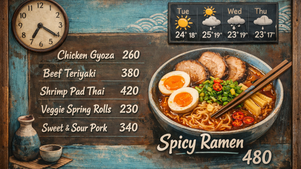 Меню борд. бар. азиатский стиль.