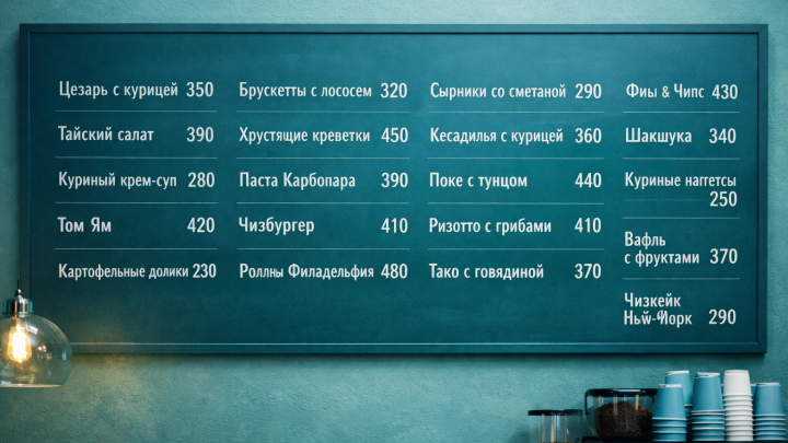 Меню борд. кофейня. минимализм стиль.