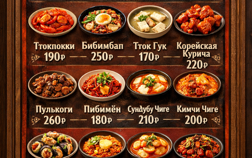 Меню борд. автомат-кафе. восточный стиль.