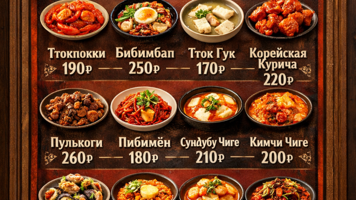 Меню борд. автомат-кафе. восточный стиль.