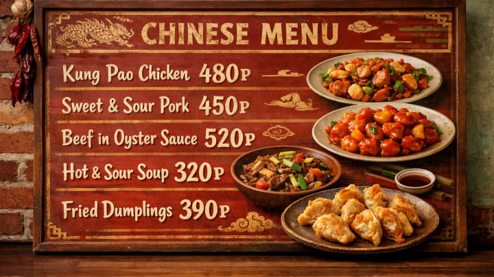 Меню борд. кафе. азиатский стиль.