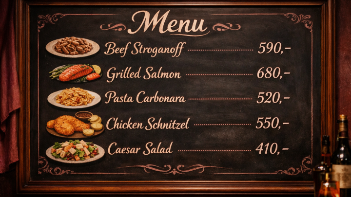 Меню борд. бар. классика стиль.