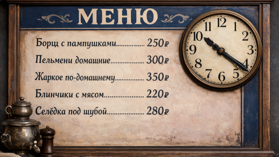 Меню борд. крошечные-рестораны. классика стиль.