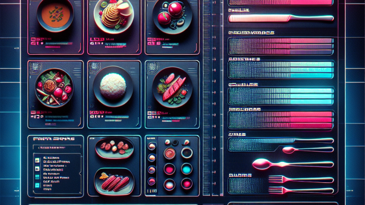 Меню борд. киберкафе. киберпанк стиль.