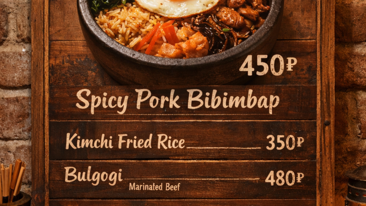 Меню борд. кафе. лофт стиль.