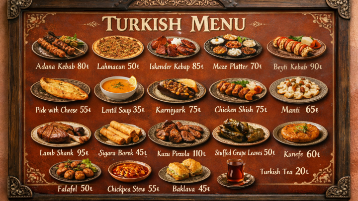 Меню борд. кафе. восточный стиль.