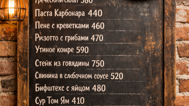 Меню борд. кофейня. лофт стиль.
