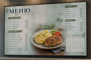 Меню борд. столовая. модерн стиль.