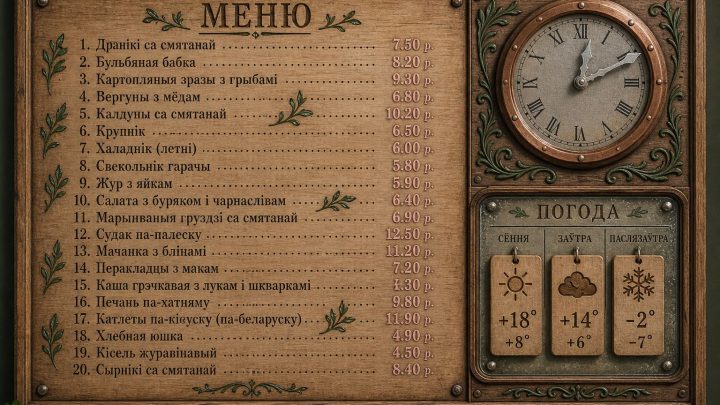 Меню борд. буфет. европейский стиль.
