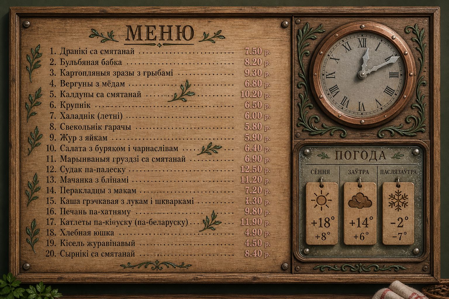 Меню борд