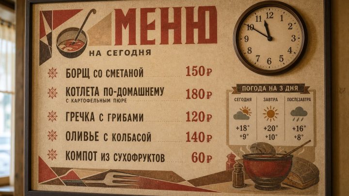 Меню борд. столовая. авангард стиль.