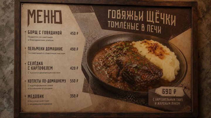 Меню борд. паб. авангард стиль.